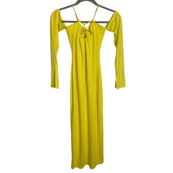 Not Yours To Keep Sunny Ribbed Knit Midi Dress Strapless Summer Beachy Resort S - Picture 4 of 11